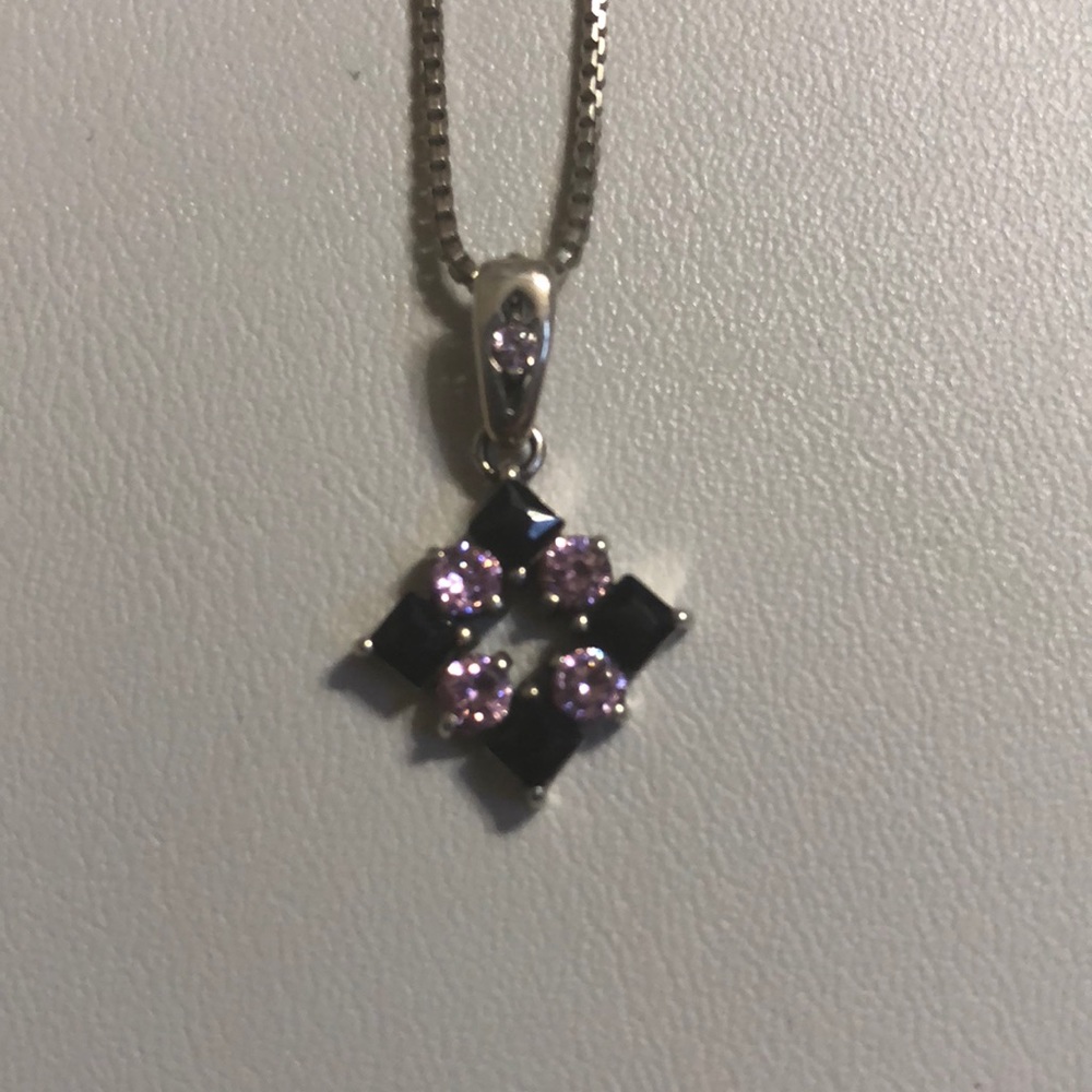 Sterling silver onyx and tourmaline pendant